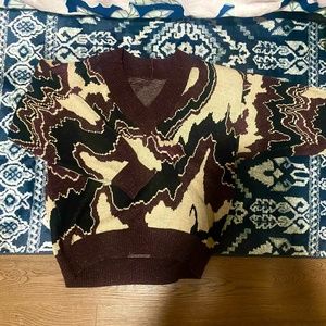 V-Neck Y2K ( Design / Graphic ) Knit Sweater MEN